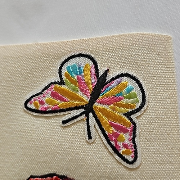 Hand Crafted embroidered bag red skull multicolored butterflies red rose rustic - Picture 6 of 17